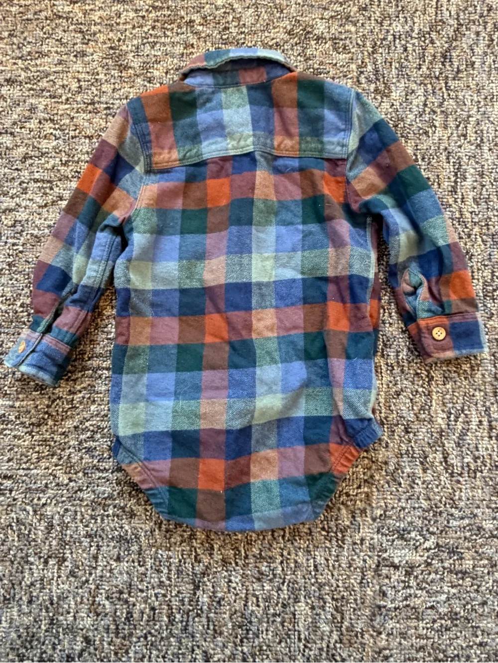 OshKosh Baby B'gosh Plaid One-Piece Bodysuit in Blue, Green, Rust Size 18 Months
